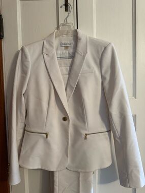 Calvin Klein White Women's 2-piece Suit with Gold Accents